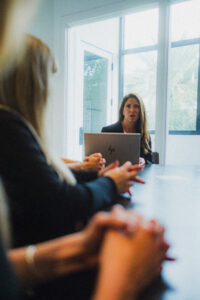 Christina Anton Garcia meeting with her legal team at Anton Garcia Law in Tampa, Florida.
